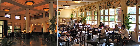 Halle und Frühstücksraum des Mövenpick-Hotels Royal Palm in Dar es Salaam 