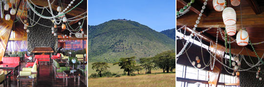 Glasperlen-Deko in der Ngorongoro Wildlife Lodge, die man schon vom Kraterboden aus sehen kann. © Fotos: Jens Döring, Svenja Penzel