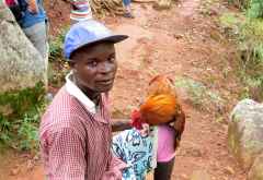 Guide mit Huhn auf Tour, Mulanje-Massiv, Malawi &copy; Foto: Susanne Schlesinger | Outback Africa