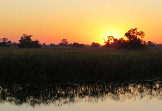 Sonnenaufgang am Ufer des Okavango, Nxamaseri Island Lodge &copy; Foto: Susanne Schlesinger | Outback Africa