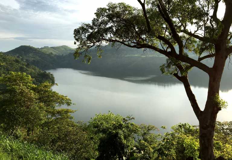 Der Kratersee im Morgensonnenschein, Ndali Lodge © Foto: Svenja Penzel | Outback Africa
