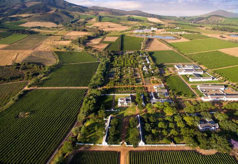 Babylonstoren Farm Hotel, Luftaufnahme © Foto: Babylonstoren Farm Hotel