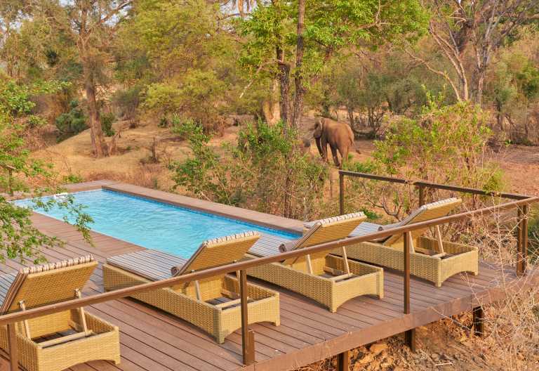 Pooldeck mit Aussicht der The Wallow Lodge © Foto: The Wallow Lodge