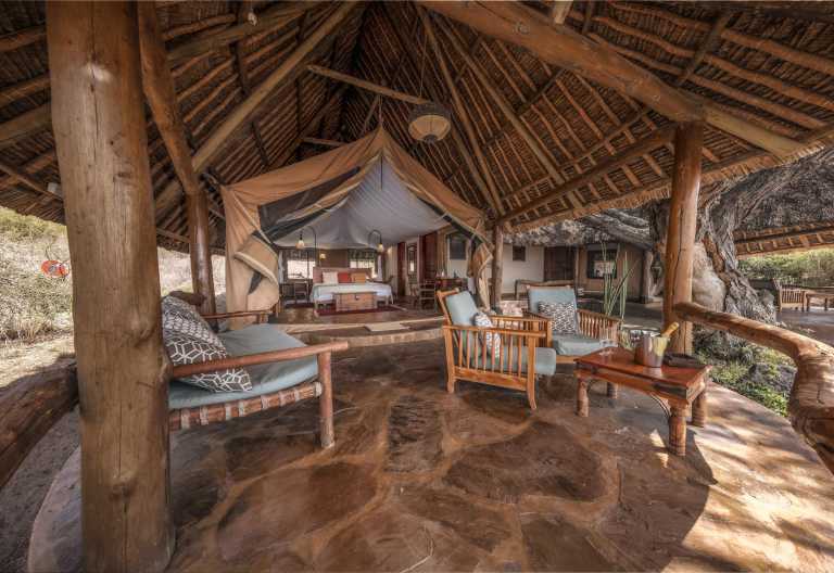 Blick in ein Zeltchalet, Tortilis Camp &copy; Foto: Elewana Collection