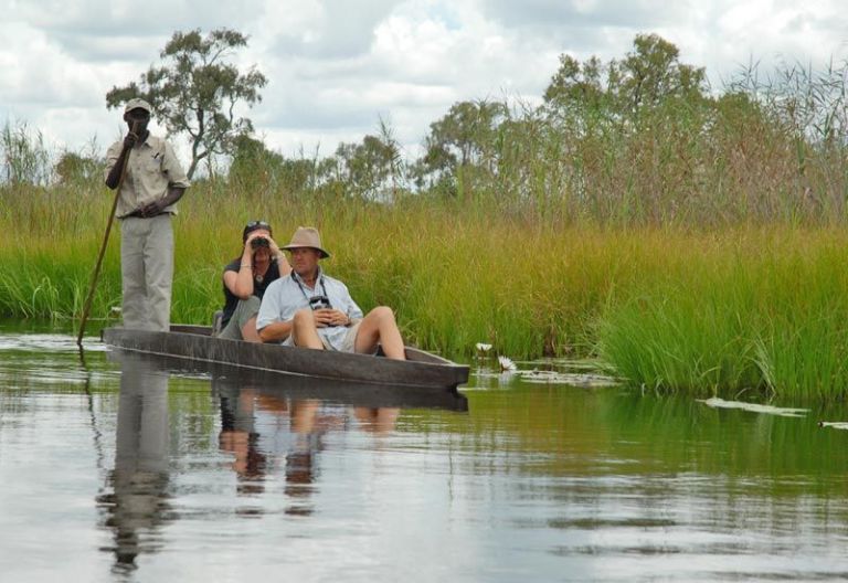 Mokoro-Exkursion durch die Kanäle des OKavango-Deltas rund um das Baines’ Camp