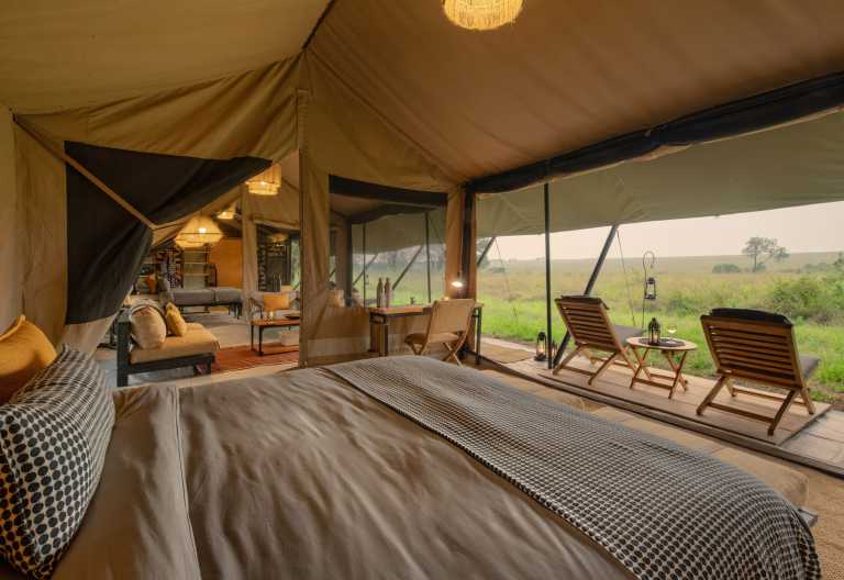 Innenansicht Familienzelt, Ubuntu Migration Camp © Foto: Asilia Africa