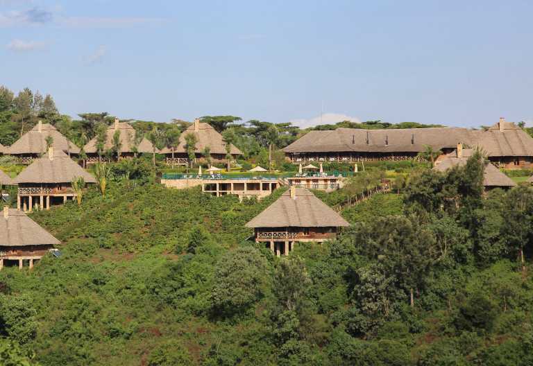 Luftansicht auf Haupthaus und Chalets der Neptune Ngorongoro Luxury Lodge © Foto: Neptune Hotels