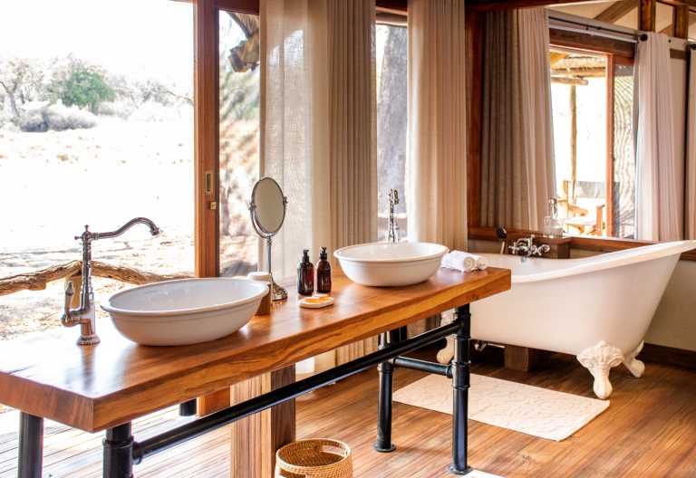 Kwara Camp, Badezimmer © Foto: Kwando Safaris