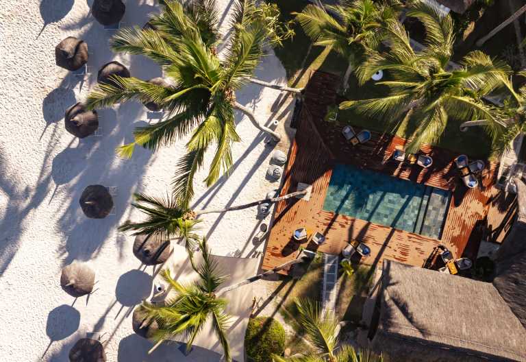 Luftaufnahme Strand und Pool, Sakoa Boutik Hotel Mauritius © Foto: Sakoa Boutik Hotel