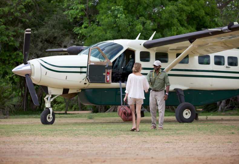 Ankunft am Mtemere Airstrip, Selous